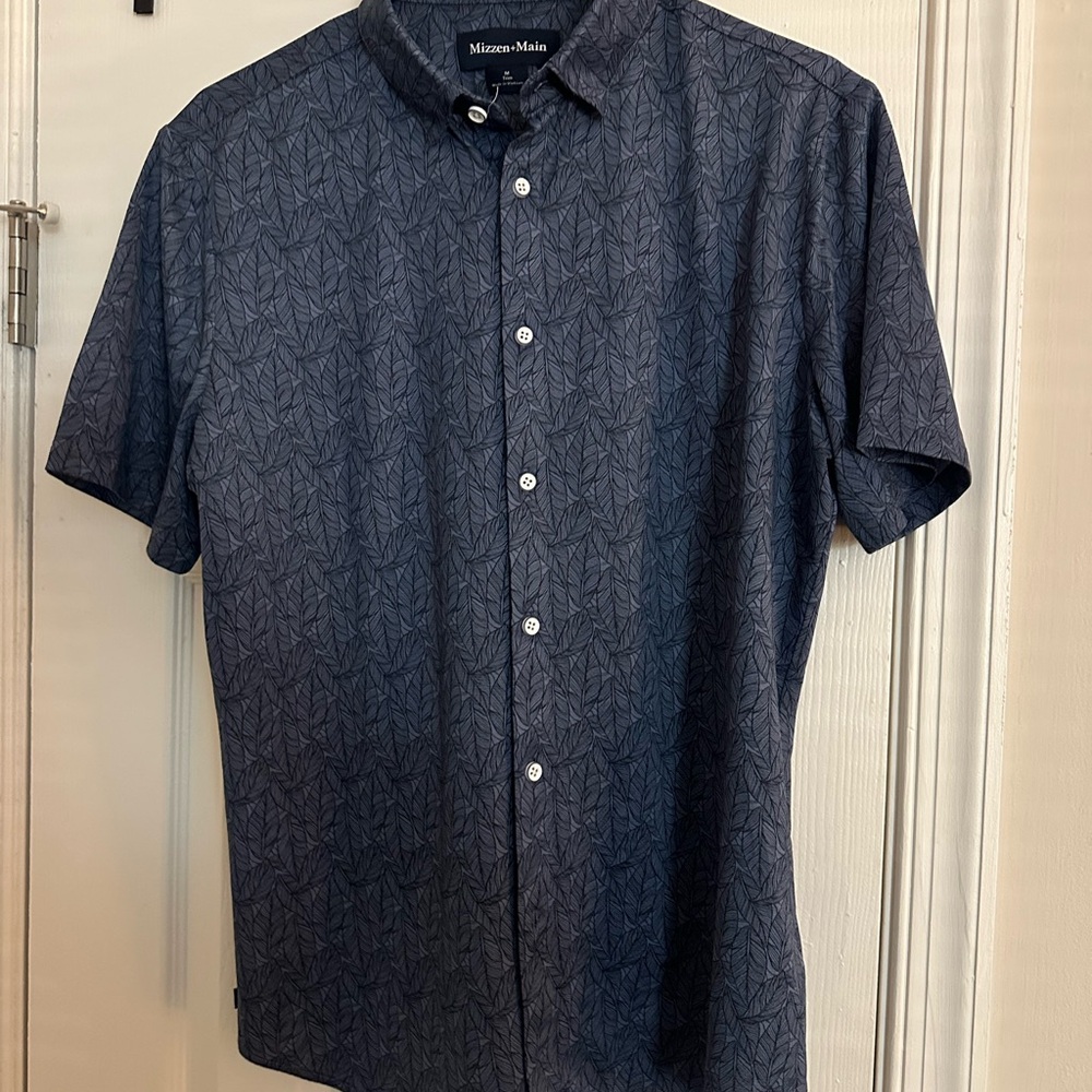 Mizzen+Main Patterned Dark Blue Button Down Men's Shirt